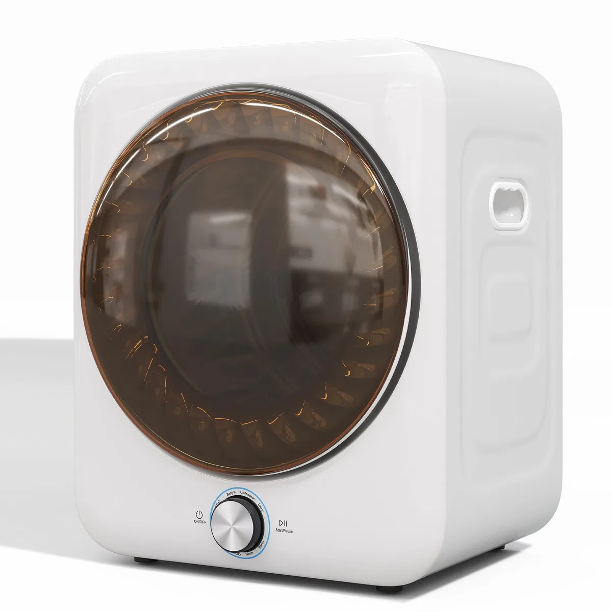 Merax Mini asciugatrice da 3 kg, 1350 W, con 8 programmi e sensore NTC, 65 dB, silenzioso, montaggio a parete, doppio filtro senza materiale di consumo, 53,5 × 42 × 65 cm, bianco