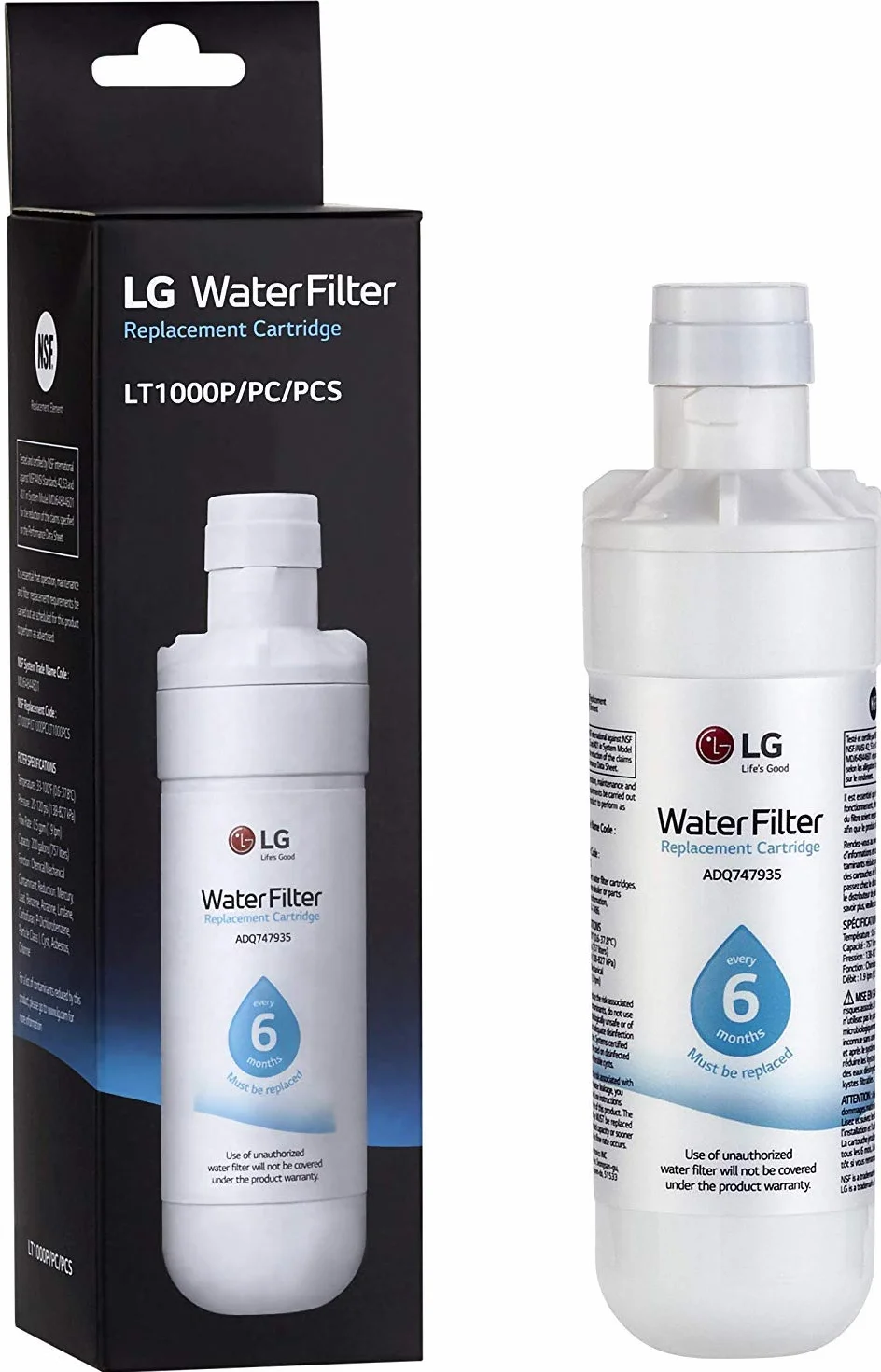 Filtro dell’acqua per frigorifero congelatore AGF80300704 LG