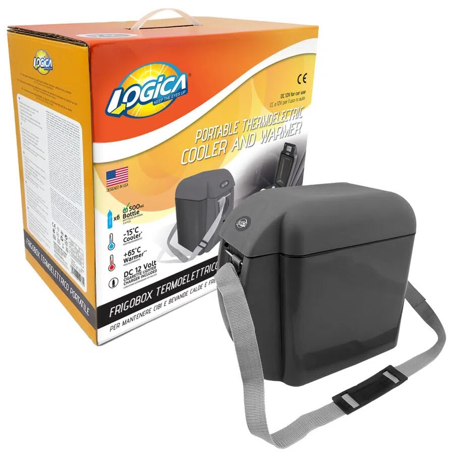 LOGICA Frigo 7.5L - DC Termoelettrico Portatile 7,5L | Caldo/Freddo 12V con Tracolla per Auto, Viaggi e Outdoor