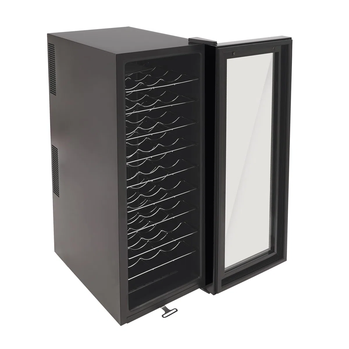 Frigorifero per vino, 30 bottiglie, 90 l, illuminazione a LED, freestanding Wine Fridge con touchscreen, porta in vetro rinforzata, 50,5 x 34,5 x 98,5 cm