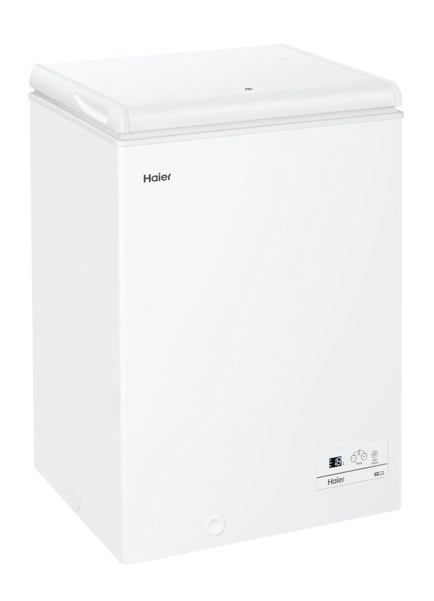 Haier Chest Serie 3, Congelatore a Pozzetto 97L, Classe E, Congelamento Rapido, Display, 84,5x54,5x49 cm (AxLxP), Freezer Statico Compatto, HCE100E - Bianco