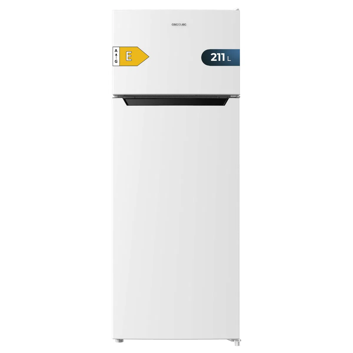 Cecotec Frigorifero Combinato Doppia Porta Bolero CoolMarket 2D 211 White E. Motore Defrost, Bianco 143x54cm, Capacità 211 L, Porta Reversibile, Classe energetica E, Con modalità Fast Freezing.