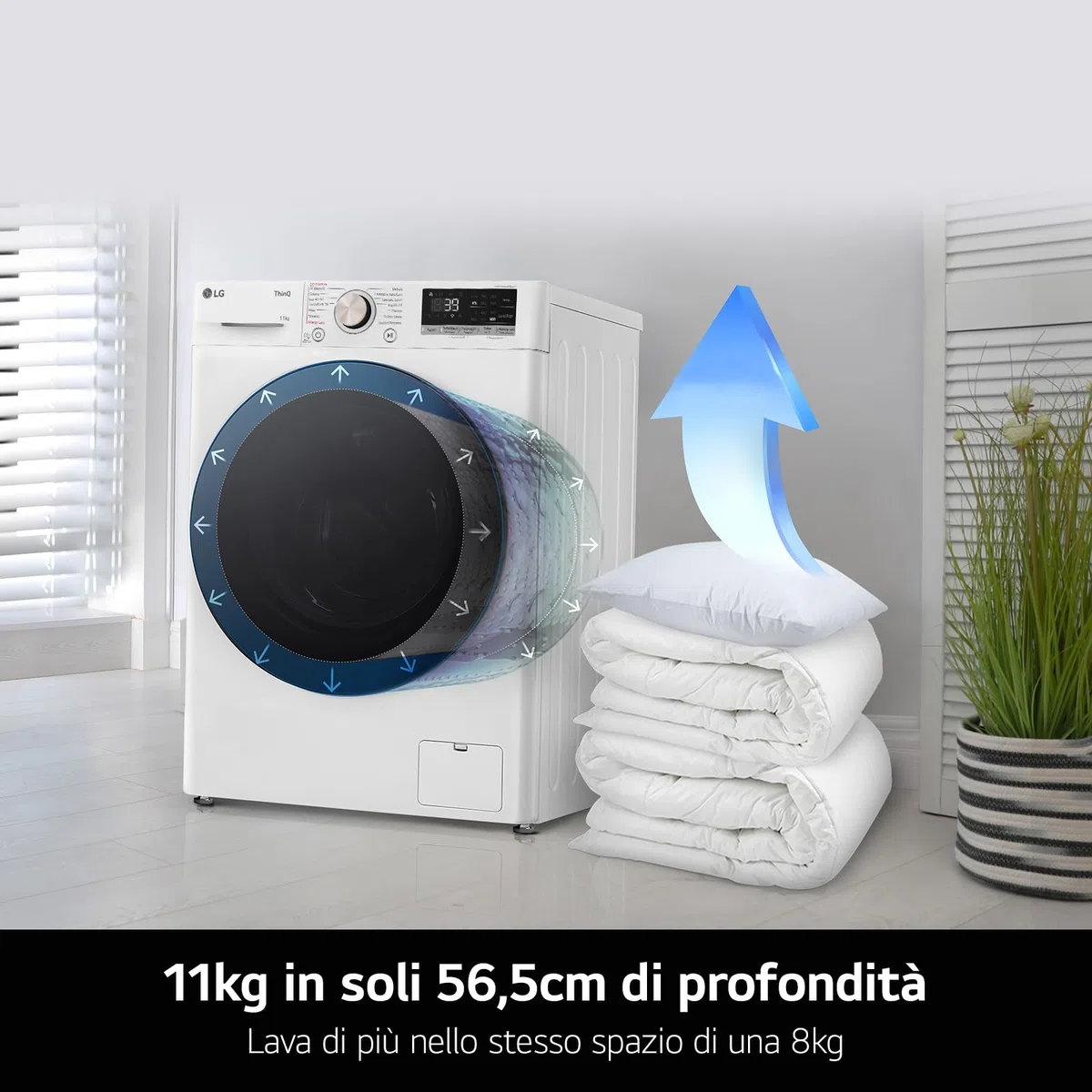 LG AI DD F4R7011TSWG Lavatrice 11kg, a Carica Frontale, Serie R7, Lavatrice Classe A -10%, 1400 giri, TurboWash 360, Vapore su 7 Programmi, Wi-Fi, Libera installazione, Bianco