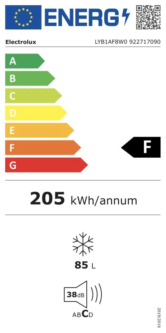 Electrolux LYB1AF8W0 Congelatore Verticale, Altezza 85 cm, Capienza 81 L, Bianco