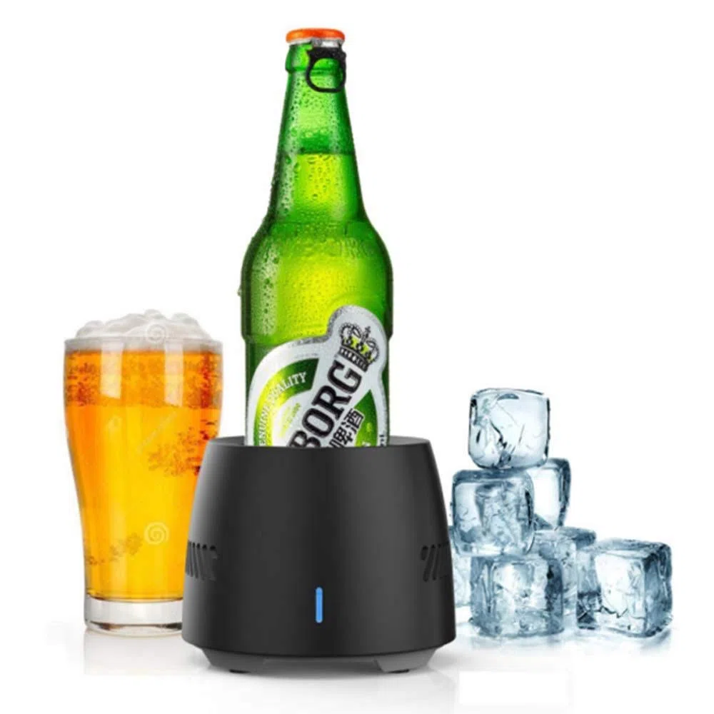 HHJ Refrigeratore elettronico per Bottiglie di Birra ghiacciata, Vino e Bevande, Mini refrigerazione Portatile, frigo Veloce da scrivania, per casa e Viaggio Nero