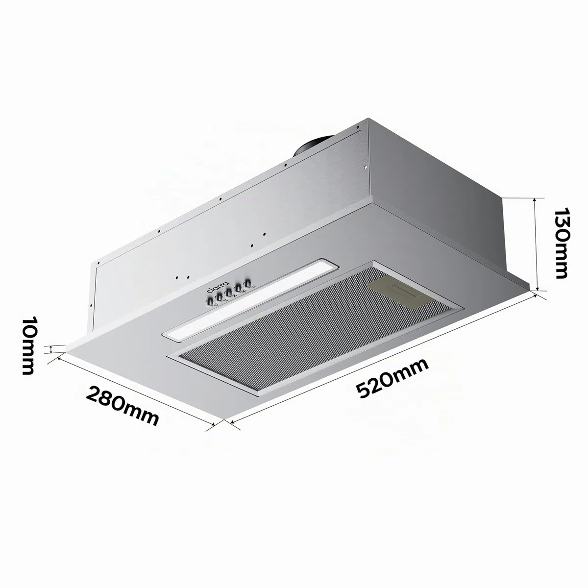 CIARRA Cappa aspirante da incasso Modulo ventilatore 52 cm Scarico aria Cappa da incasso Cappa aspirante 300 m³/h Aspiratore efficiente Cappa di scarico Filtro ai carboni attivi compatibile CBCF005