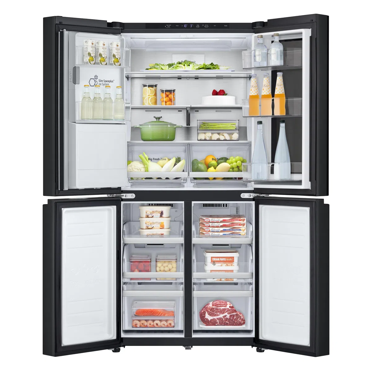 LG GMG860EPBE Frigorifero Slim Multidoor InstaView, Classe E, 638L, Wi-Fi, Door e Linear Cooling, Frigo con Dispenser Acqua UVnano senza allaccio, Metal Fresh, Frigorifero Nero Opaco