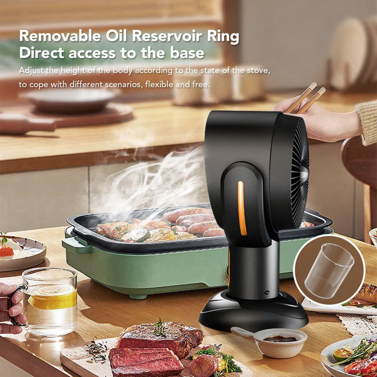 Cappa da Cucina Portatile con 2 Marce velocità Alimentata Tramite USB Mini Aspiratore da Cucina Cappa da Cucina da Tavolo Filtro Rimovibile per Camera da Letto 'appartamento (e