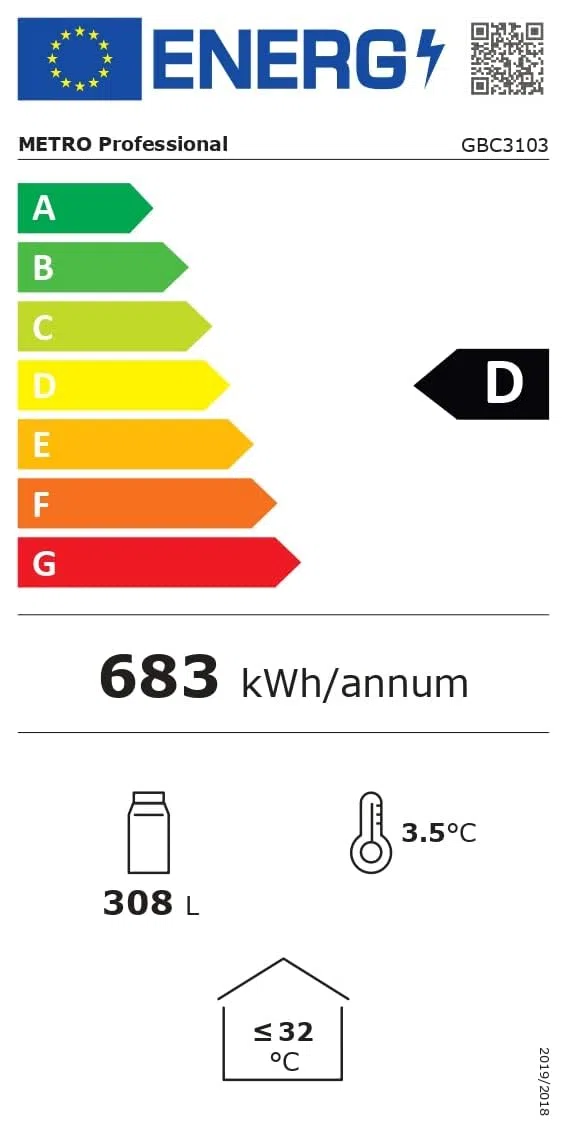 METRO Professional Frigo Vetrina per Bevande con Porta in Vetro, 308 L, alluminio/vetro, Refrigerazione Ventilata, con Serratura e Chiave