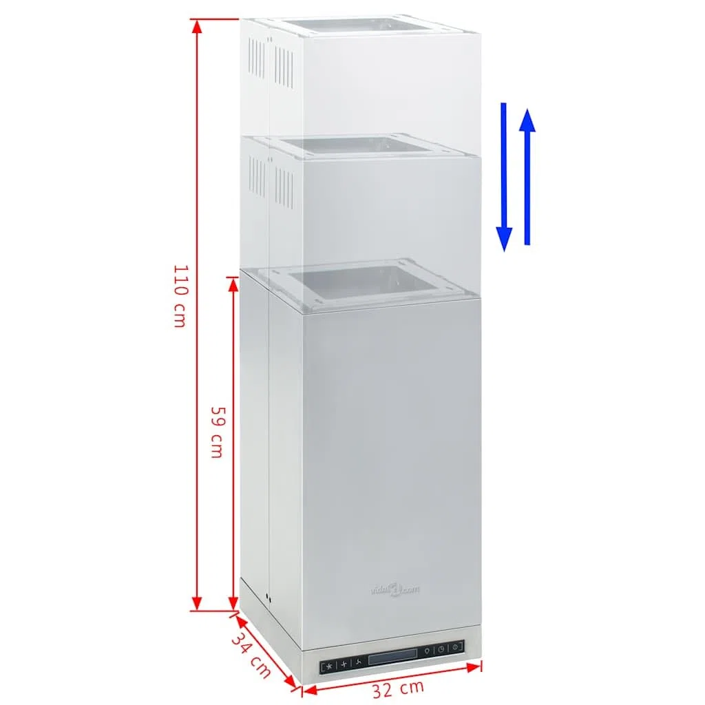 vidaXL Cappa a Isola con Display LCD e Sensore Touch 756 m³/h LED Aspirazione