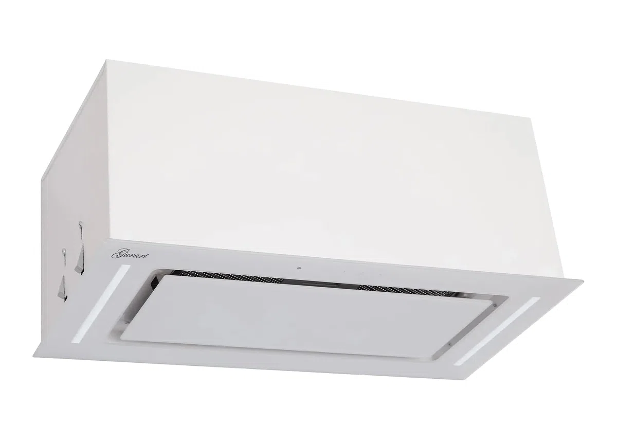 Gurari Cappa Integrata 70 cm GCH E 217 WH 70, Bianco Vetro, Aspirazione 1000 m³/h, LED, Touch Control + Telecomando, 3 Velocità, Incasso o Soffitto