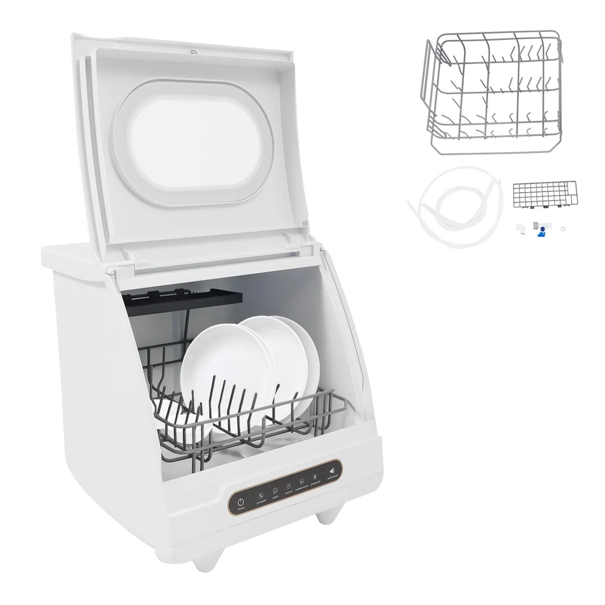 Lavastoviglie da tavolo, mini lavastoviglie portatile, mini lavastoviglie con serbatoio dell'acqua da 5 l e 5 programmi, piccola lavastoviglie da tavolo per casa, ufficio, campeggio