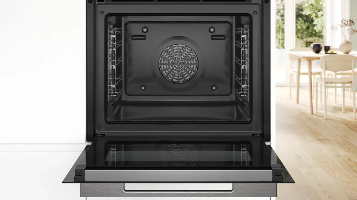 Bosch HRG7764B1, Smarter iQ700 - Forno da incasso con funzione vapore, 60 x 60 cm, prodotto in Germania, pirolisi e idrolisi, termometro per arrosti, Air Fry, schermo a colori touch screen 4D, aria
