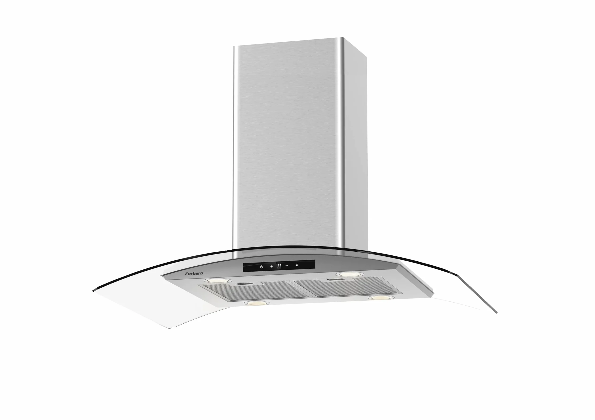 Cappa isola, 90 cm, portata 1000 m3/h, Inox, 3 velocità, filtro alluminio 3 strati, filtro carbone, efficienza energetica A++