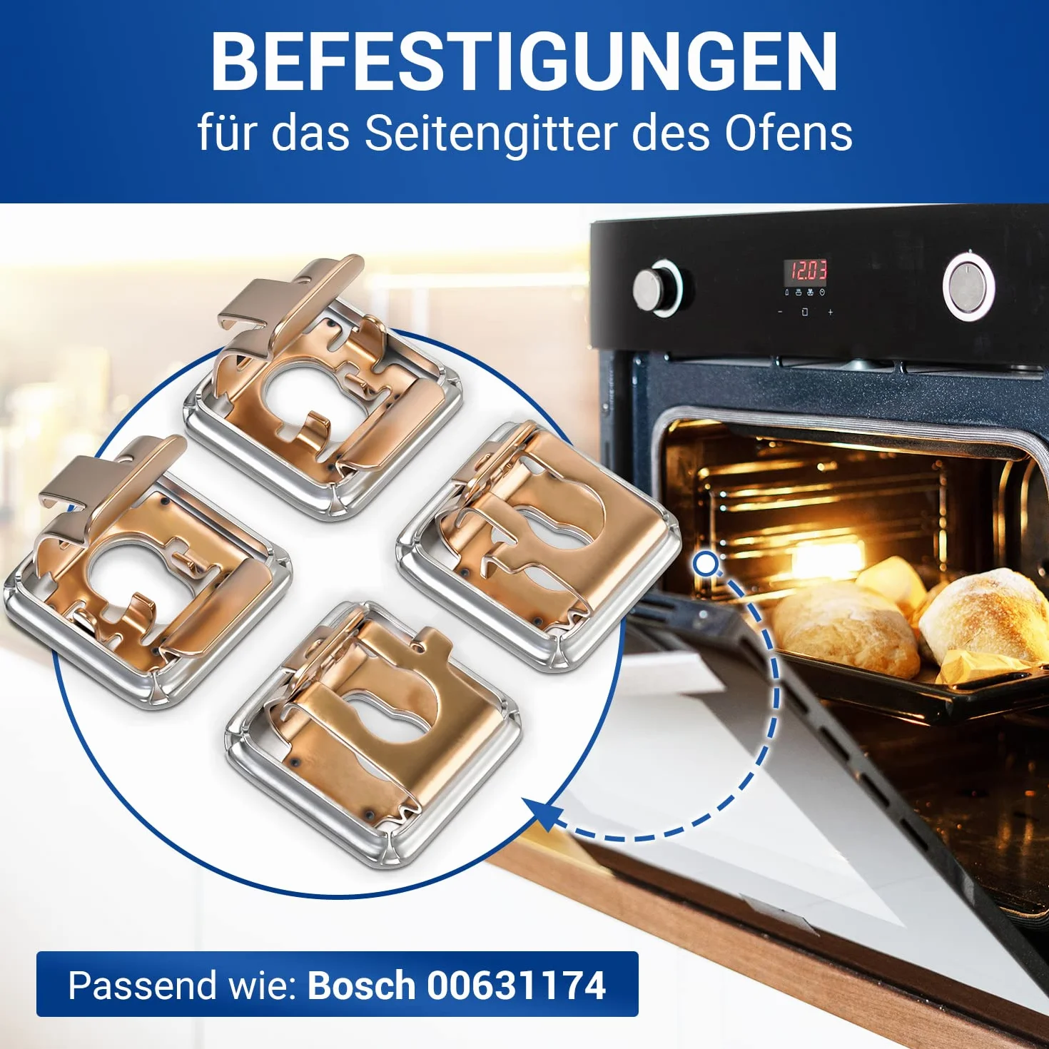 VIOKS Set di 4 prese di ricambio per Bosch 00631174 / fornello Siemens accessori per forno a griglia e forno Bosch, parti di ricambio Siemens, per forno Constructa