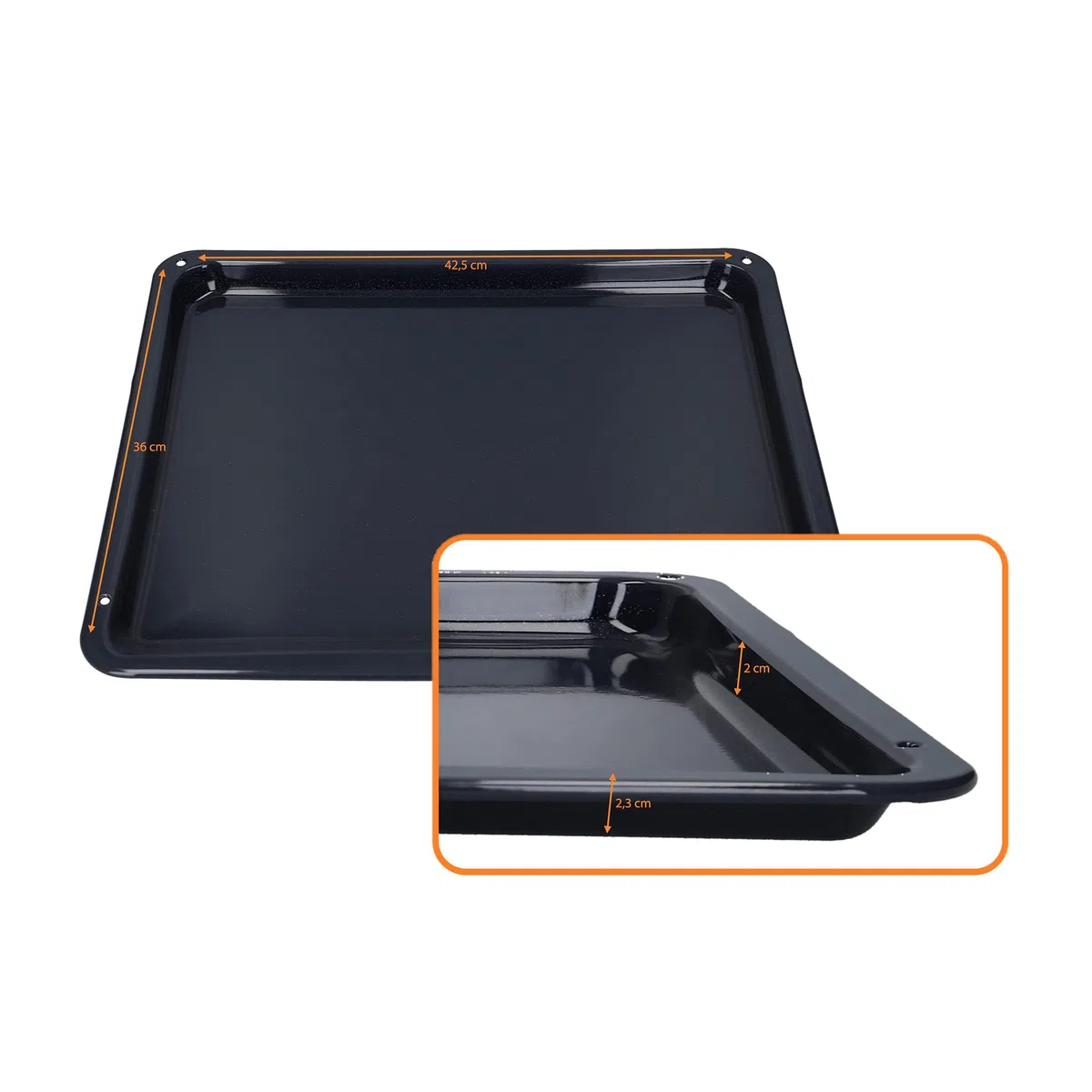DL-pro Teglia da forno smaltata 42,5 x 36 x 2,3 cm, per AEG Electrolux Juno 387028720/2 3870287202 387028720 per AEG Competence per forno
