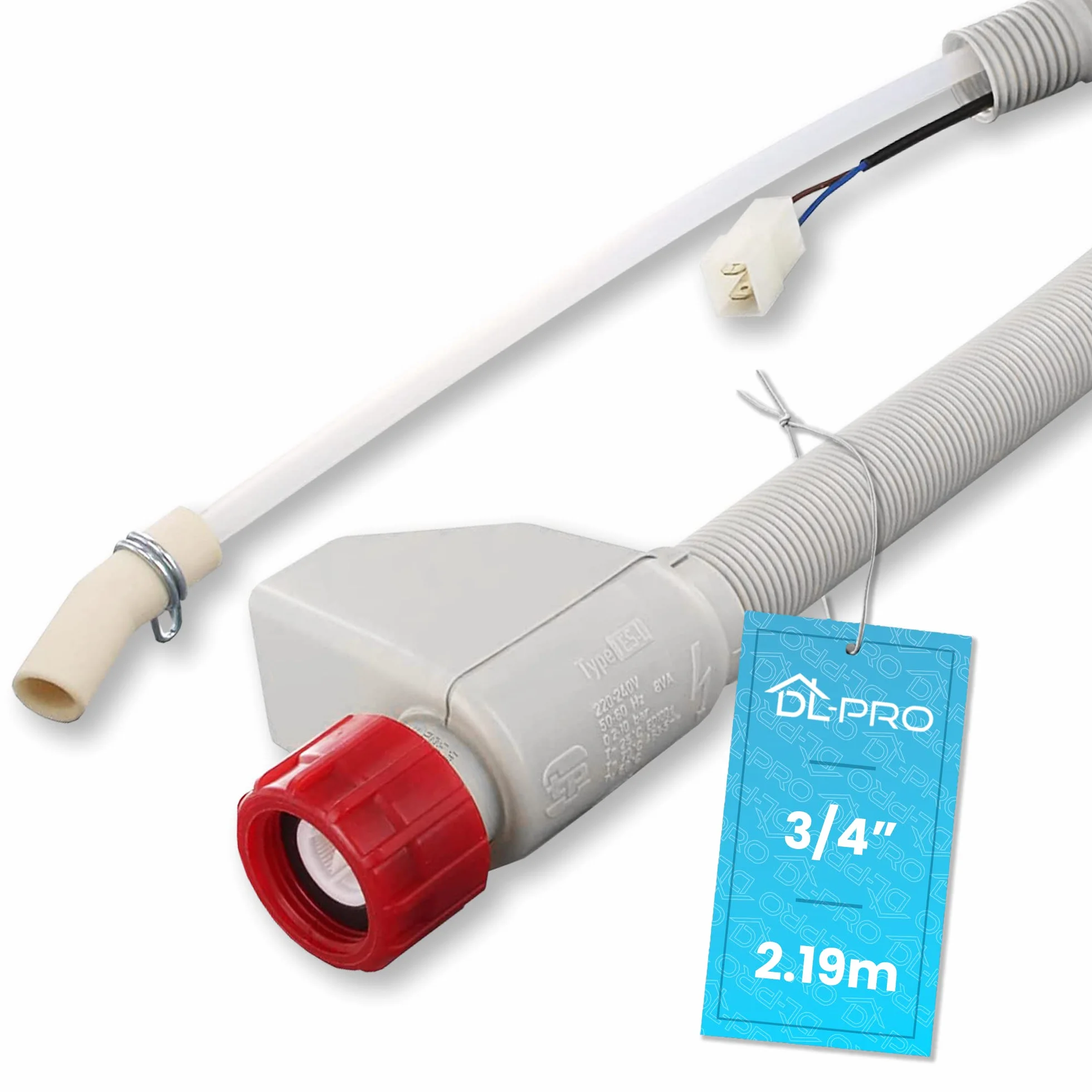 DL-pro - Aquastop, tubo di alimentazione, 2,19 m per Beko 1760360100 Whirlpool 481253029201, tubo dell'acqua per lavastoviglie DSN DDN DFN