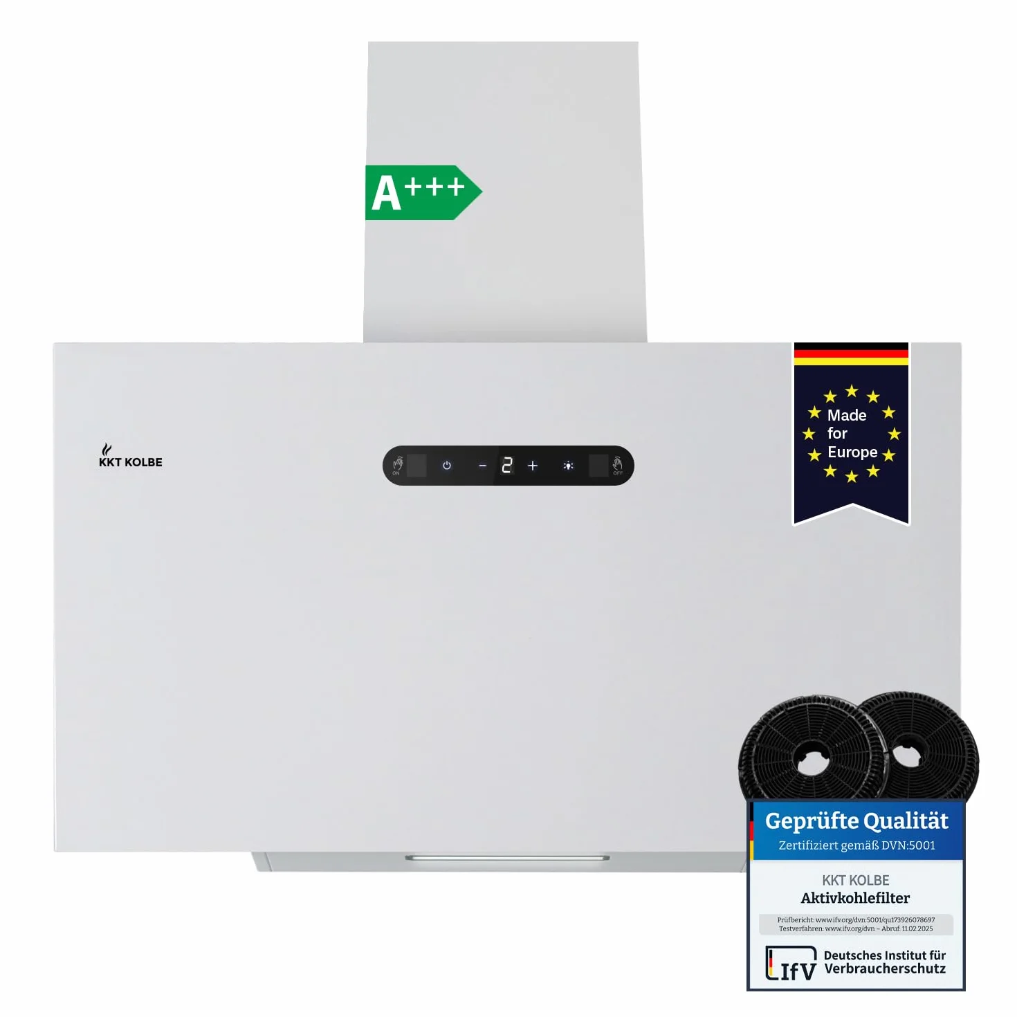 KKT KOLBE BASE6002W Cappa Aspirante 60 cm A+++ Bianco Metallo LED SensorTouch