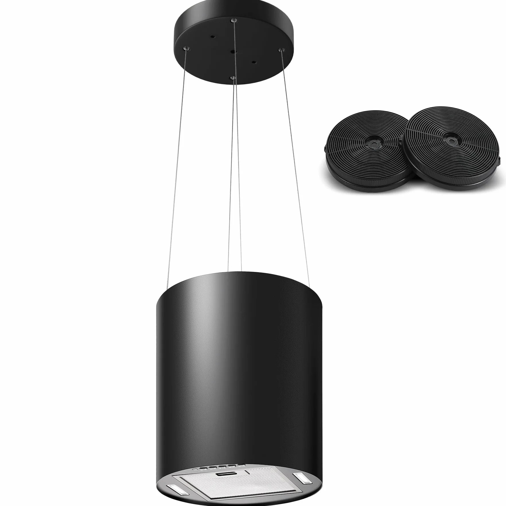 SNDOAS Cappa Sospesa, 700 m³/h Cappa Aspirante a Isola con Filtro Carbone, Telecomando, 35cm Cappa Cucina a Ricircolo d'aria a 3 Livelli, LED