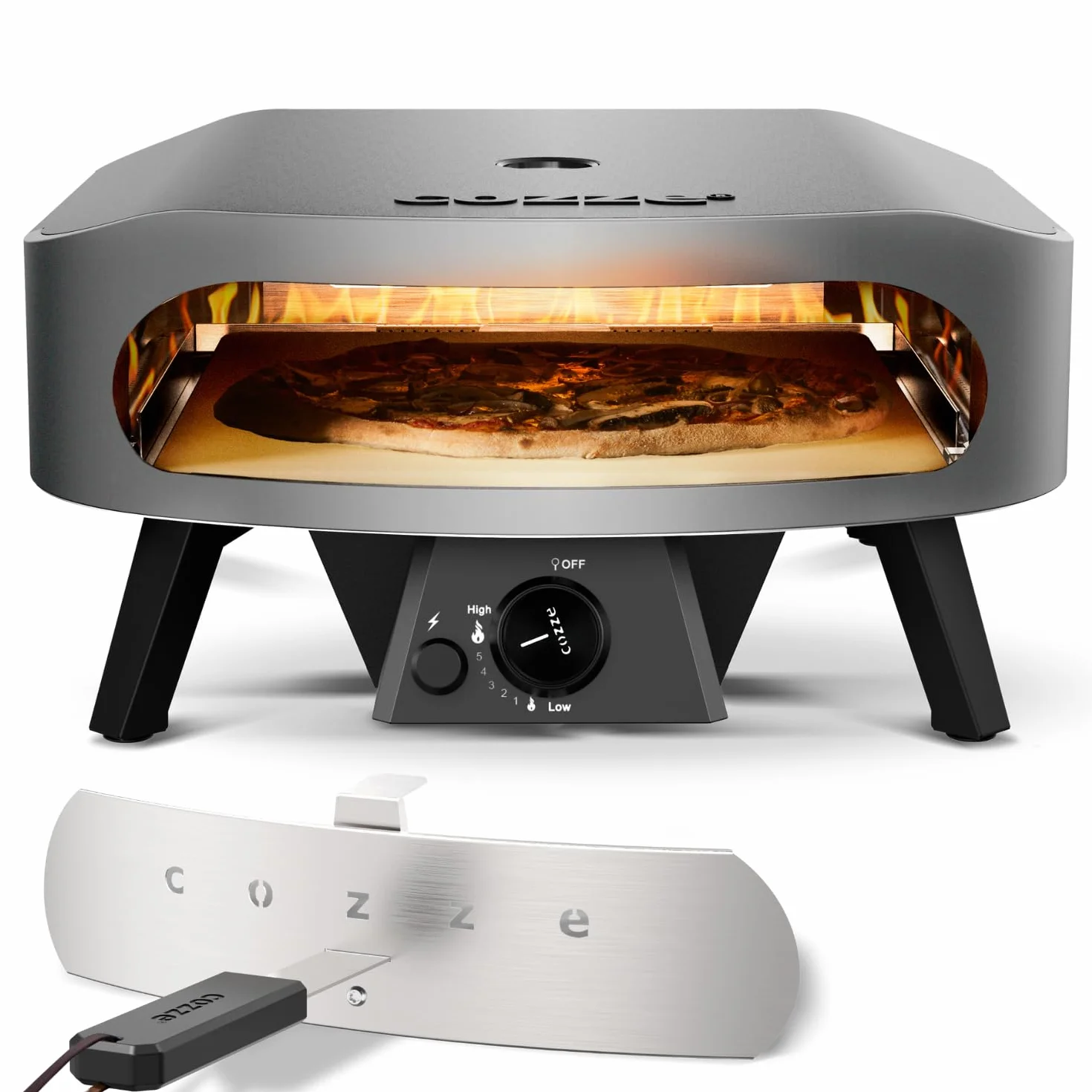 cozze® 17" Forno Pizza CLASSIC | Gas 30 mbar | Grande pietra in cordierite inclusa | Doppia camera in acciaio inox | Accensione automatica | Termometro integrato | Cottura veloce 2 min