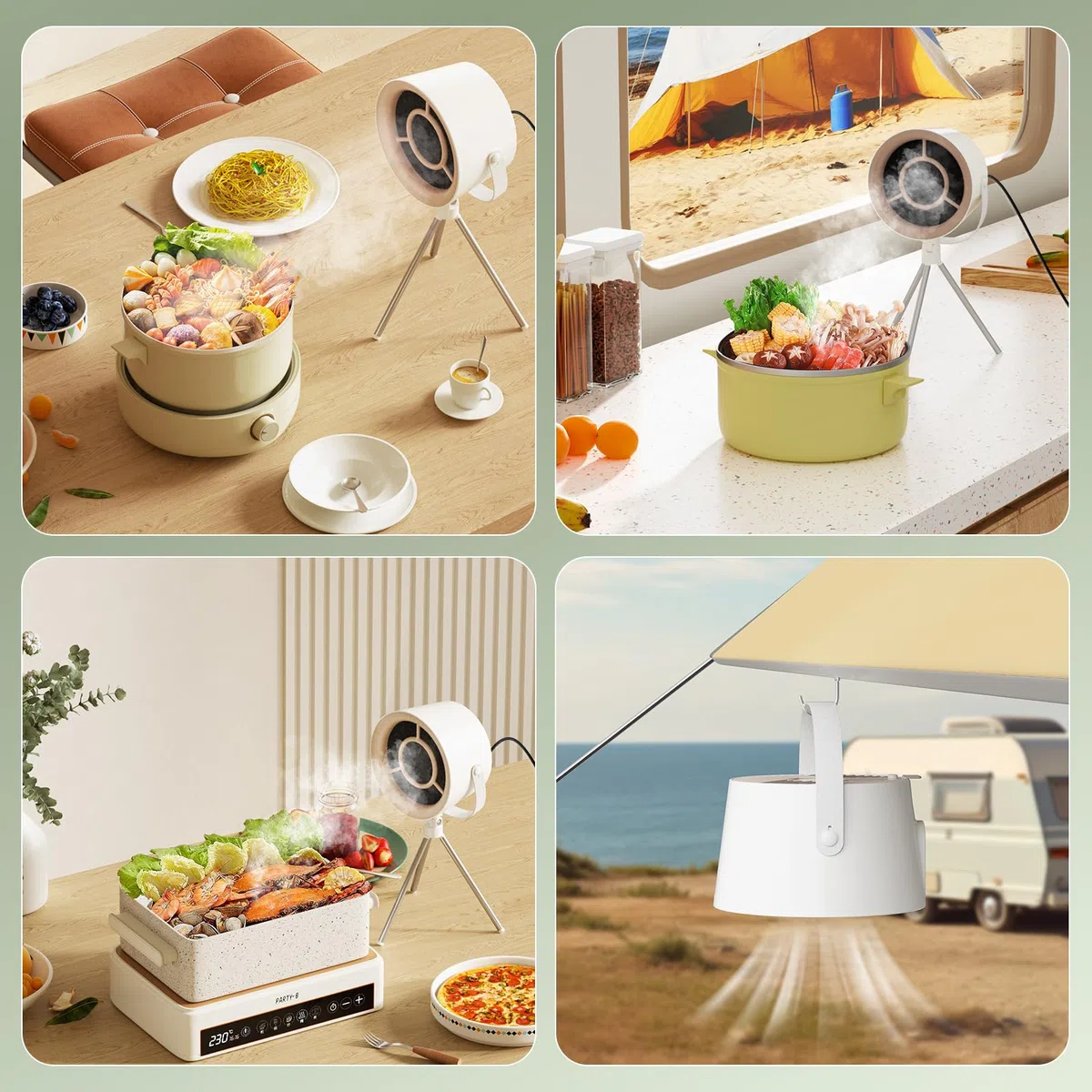 Mihoho Cappa aspirante portatile, cappa aspirante con filtro sostituibile, cappa per desktop con ventilatore di scarico a 3 marce, sfiato da cucina per barbecue, cucina, hot pot (bianco classico)