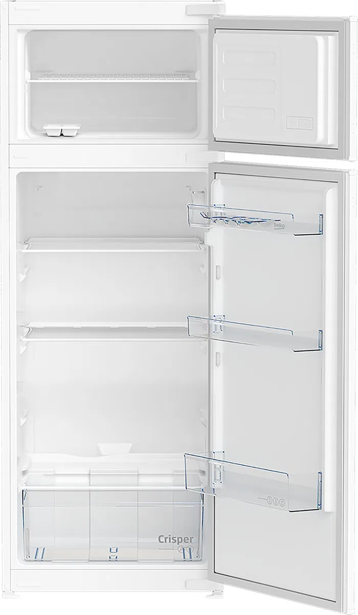 Beko BDSA250K4SN b100 - Frigorifero/congelatore integrabile, capacità 220 l, raffreddamento 176 l, congelamento 44 l, nicchia 145, tecnologia porta a traino, 37 dB, dispositivo da incasso, bianco