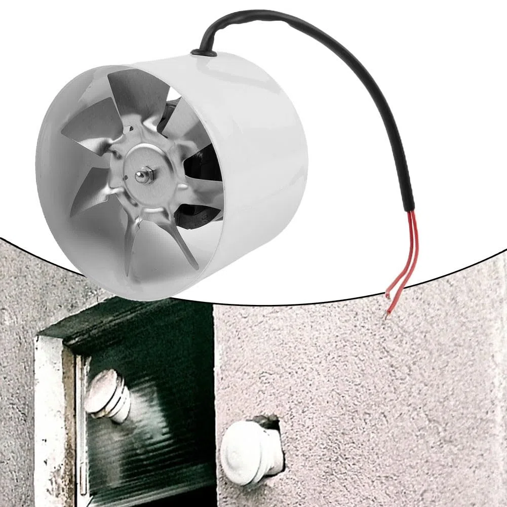 Ventilatore di scarico da 180 mm, 4,0 m³/min, silenzioso, per cucina, bagno, ufficio, adatto per tubi da 180 – 190 mm, 50 W, 220 V, alloggiamento in metallo (colore nero