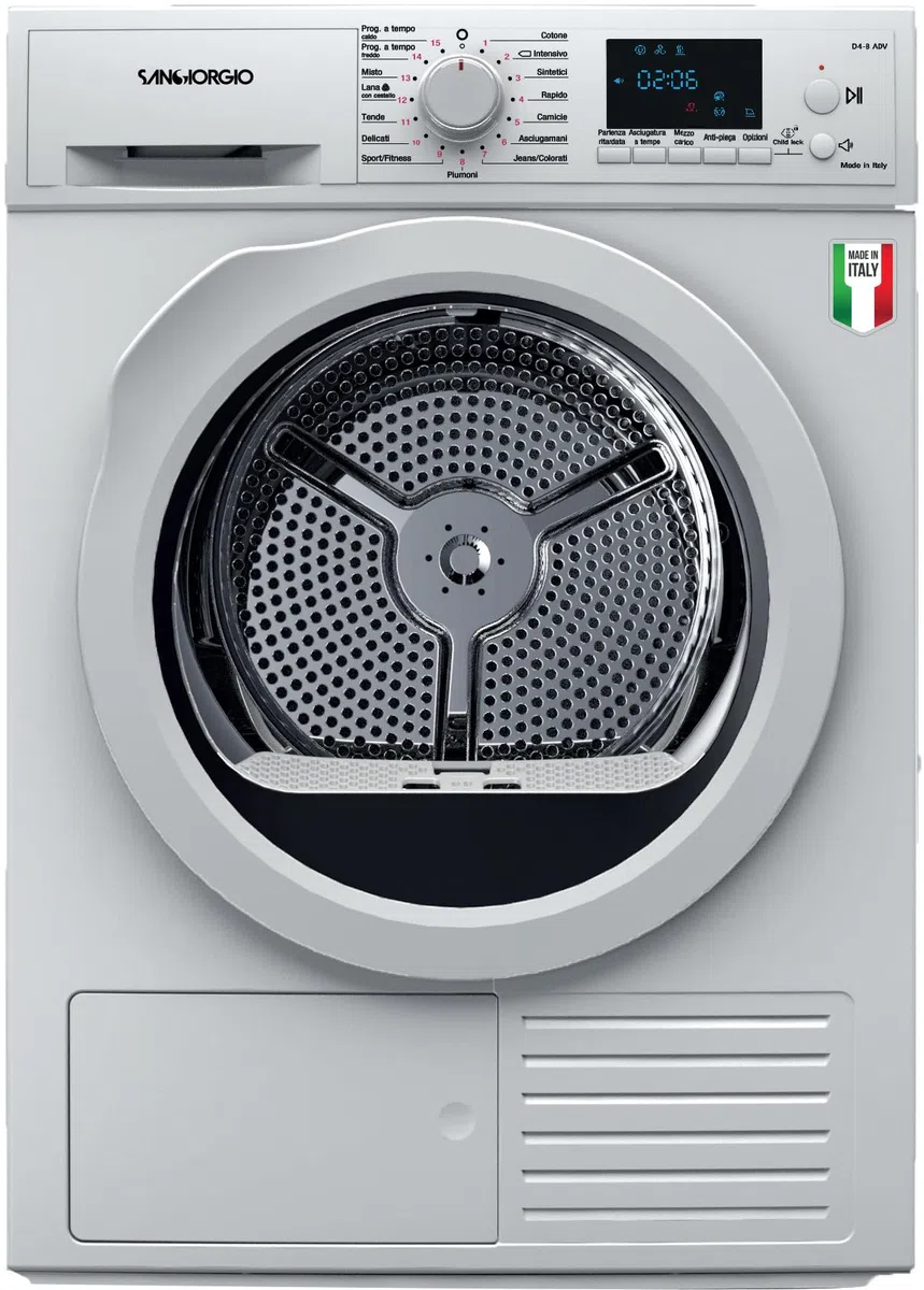 SANGIORGIO SDR9P - Asciugatrice con Pompa di Calore, 9 kg, Caricamento Frontale, Classe energetica A++