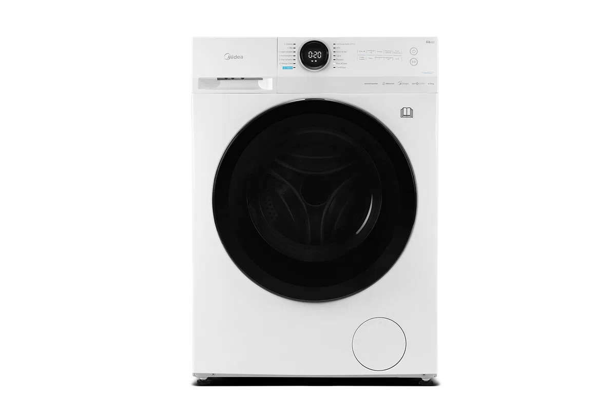Midea MF200D80WB-E Lavasciuga a Carica Frontale, Motore Inverter, Display touch a LED, Vapore,Turbo Wash, Smart Control,1400 RPM, Carico 8/6 Kg, Bianco