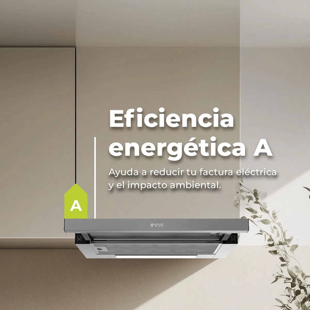EVVO Cappa aspirante telescopica CE11, larghezza 60 cm, potenza 650 m³/h, filtro in alluminio a 5 strati, luce LED, filtro al carbone attivo, 2 velocità, efficienza energetica A, finitura inox