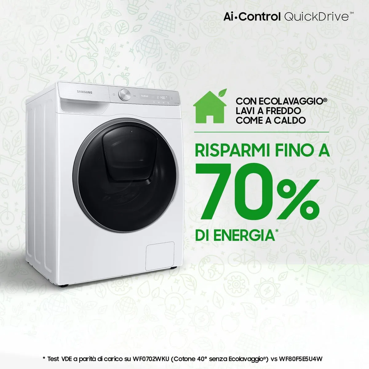 Samsung Lavasciuga Ai Control QuickDive™, WD90T954DSH/S3, Libera installazione, 9+6 Kg, 1400 RPM, Classe A/E, WI-FI, Vapore, Caricamento Frontale, 60l x 85h x 65p cm