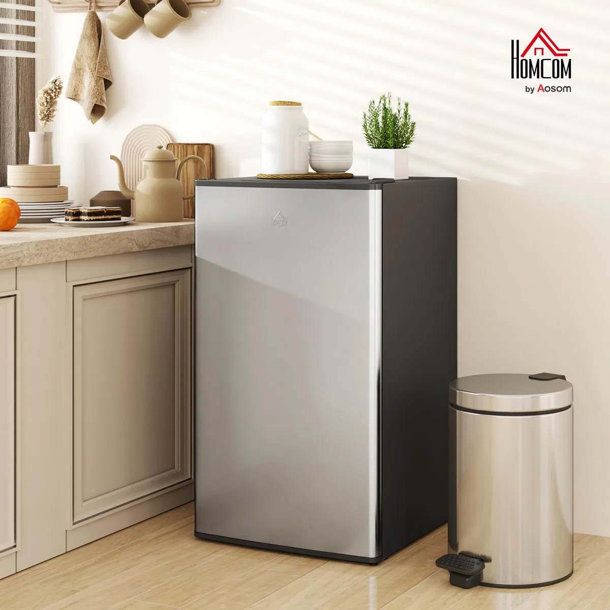 HOMCOM Frigorifero Piccolo 91L MonoPorta Reversibile con Congelatore, Mini Frigo da Camera Tavolo Silenzioso Classe E Compatto con Temperatura Regolabile 0-10 ℃, Libera Installazione, Nero