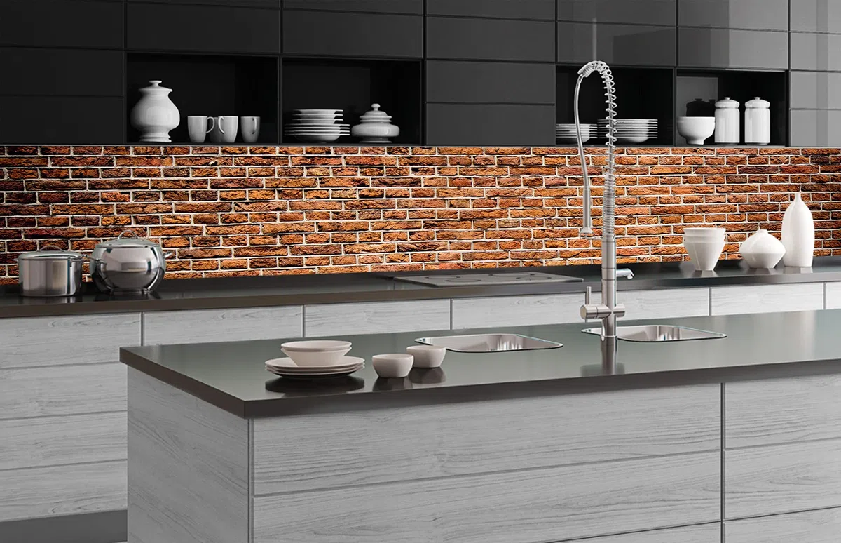 DIMEX LINE Paraschizzi Auto-Adesiva per la Cucina Vecchio Mattone 350 x 60 cm | Resistente all’Acqua | QUALITA‘ Premium