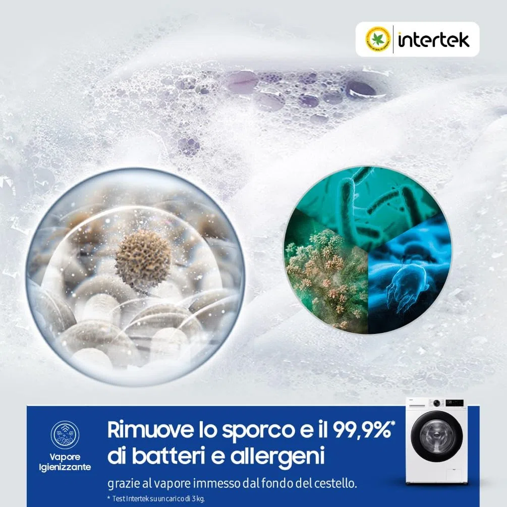 Samsung Lavatrice Crystal Clean WW80CGC04DAEET Libera installazione, 8 Kg, Wifi, Ecobubble, Vapore, Carica Frontale, 60l x 85h x 60p cm