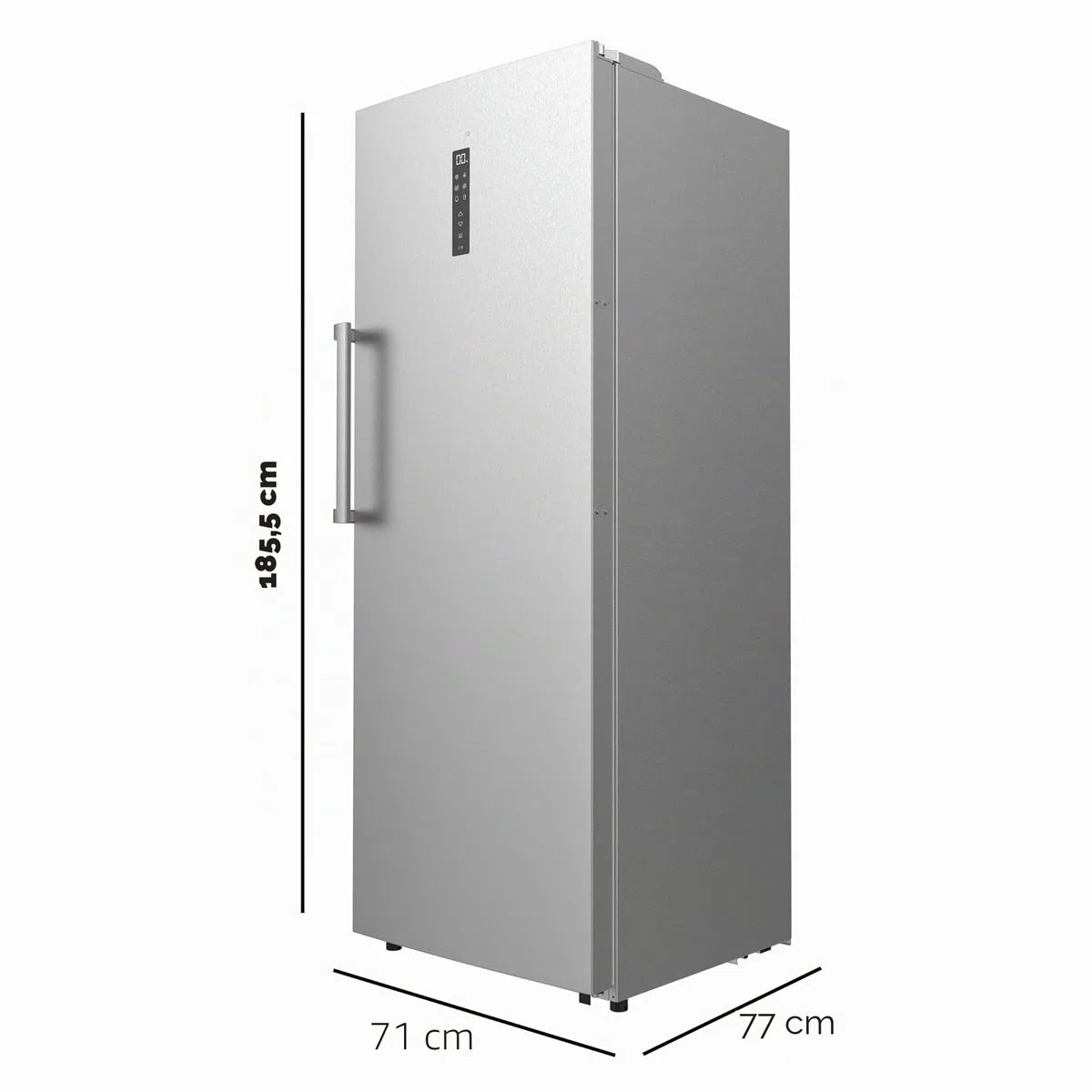 Cecotec Congelatore Verticale Bolero CoolMarket UF 380 Inox, 380 Litri, Motore Inverter Plus, Total No Frost, Display di Controllo, Convertibile in Frigorifero, Acciaio Inox