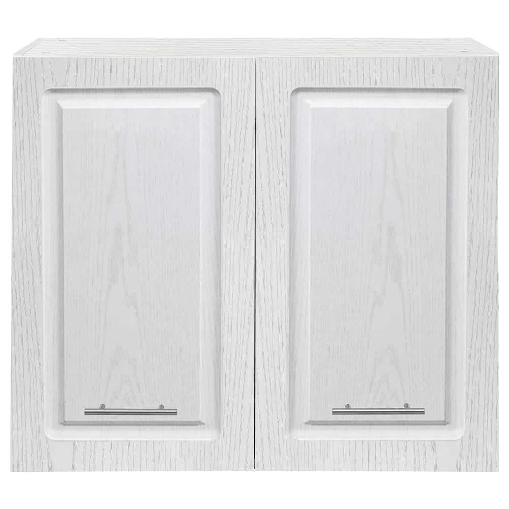 Shally Dogan Pensile Scolapiatti con Vassoio Salvagoccia da Cucina Design Boiserie, Mobile a Parete in Legno Resistente Armadio Sospeso con Due ante e Due Ripiani, 80 x 32 x 72H cm (Bianco Frassianto)