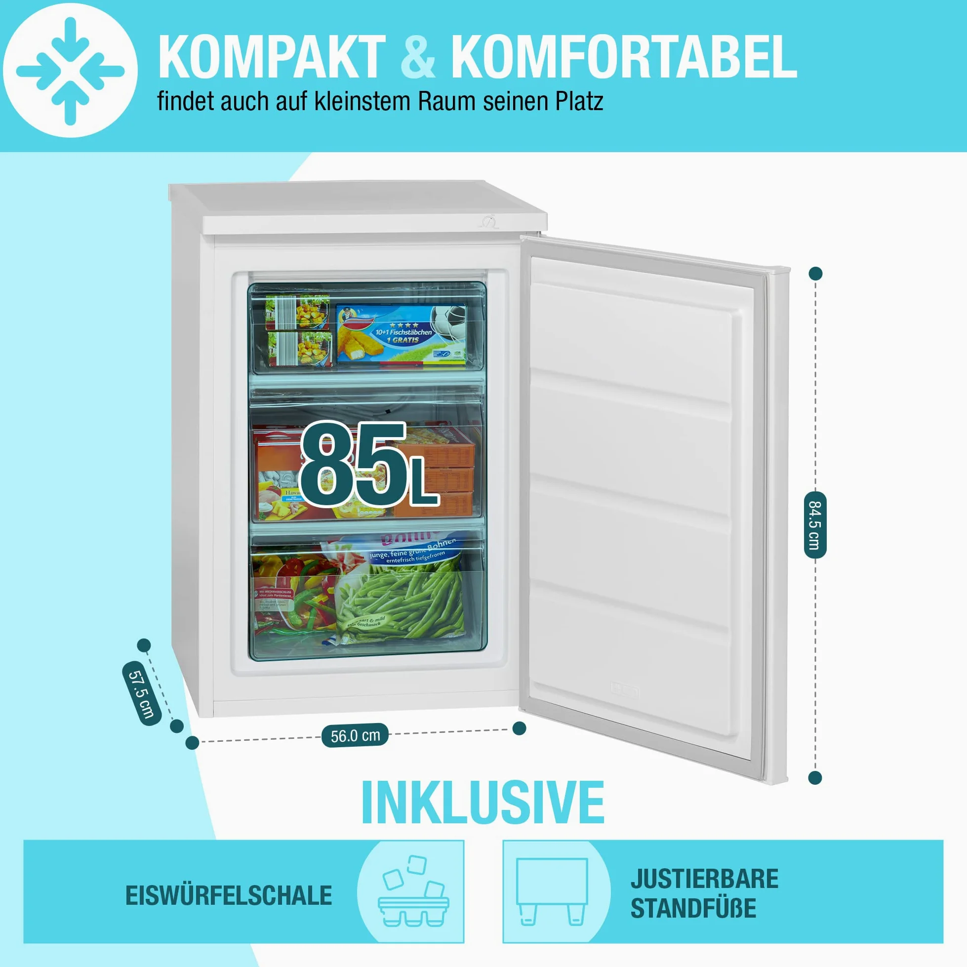 Congelatore 85 l Bomann GS 2186 Classe energetica A Stand alone Bianco