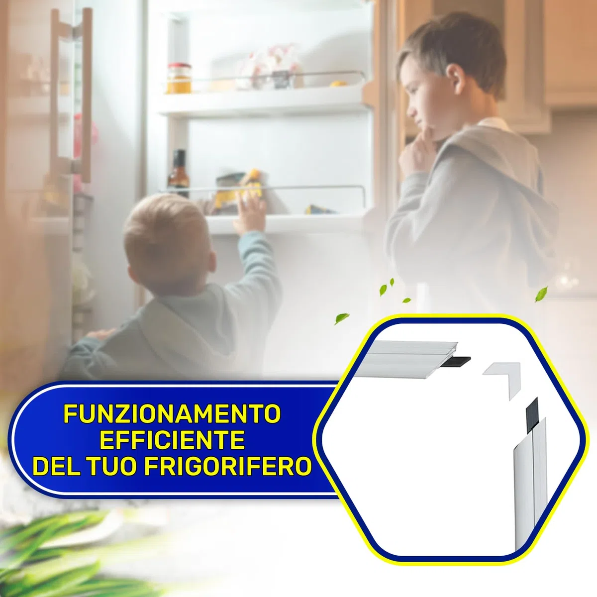 Guarnizione Frigorifero Universale 2000 x 1000 mm con 2 Angoli di Giunzione Inclusi - Guarnizione Frigo Universale con Inserto Magnetico - MONTERAL