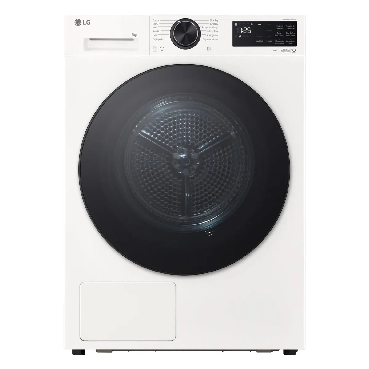 LG RNX5009NWWB Asciugatrice 9Kg Pompa di Calore DUAL Inverter, Classe B, Asciugatura AI Dry con Intelligenza Artificiale, Wi-Fi, Serie X5, Motore Direct Drive, Allergy Care, Essence White