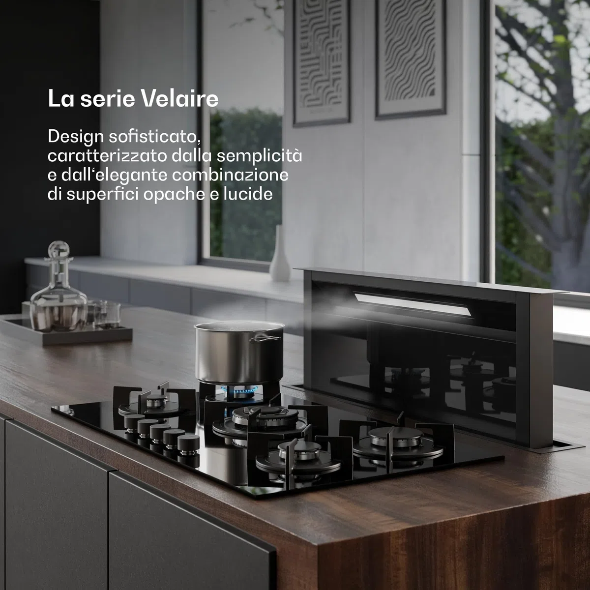 Klarstein Velaire Piano Cottura Gas 5 Fuochi - 10400W, Vetro, GPL & Gas Naturale, Accensione Elettrica, Sicurezza Spegnimento, 90cm, Kit Incluso