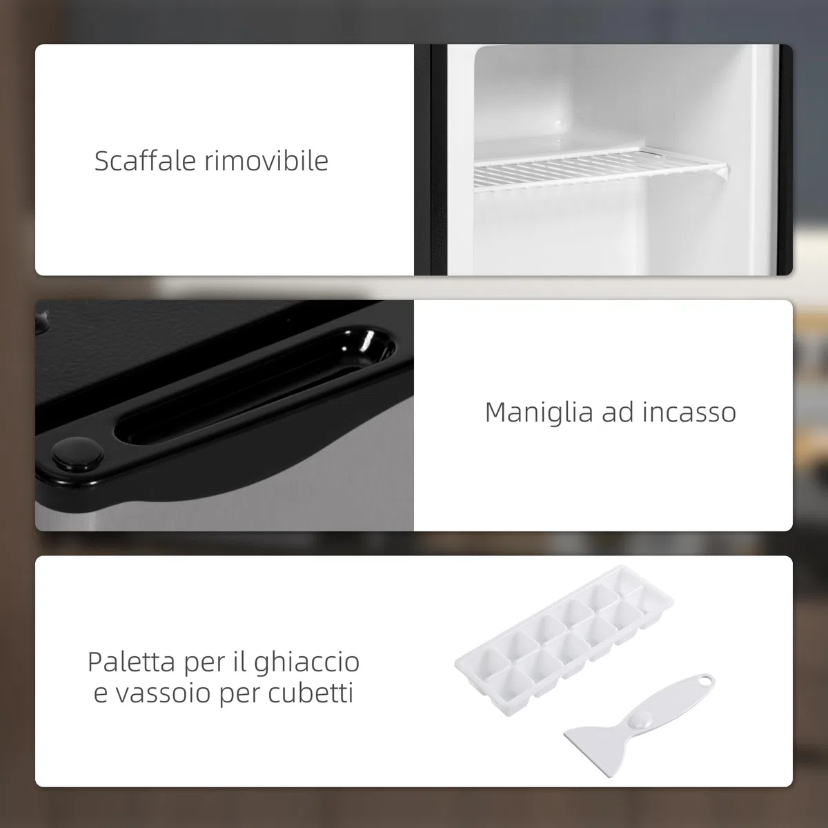 HOMCOM Mini Congelatore 35L, Congelatore Piccolo Silenzioso, Porta Reversibile, Libera Installazione, Temperatura Regolabile -14 ℃- -24℃, Ripiano Rimovibile, Freezer per Ufficio Hotel, 47x44.2x48.8 cm