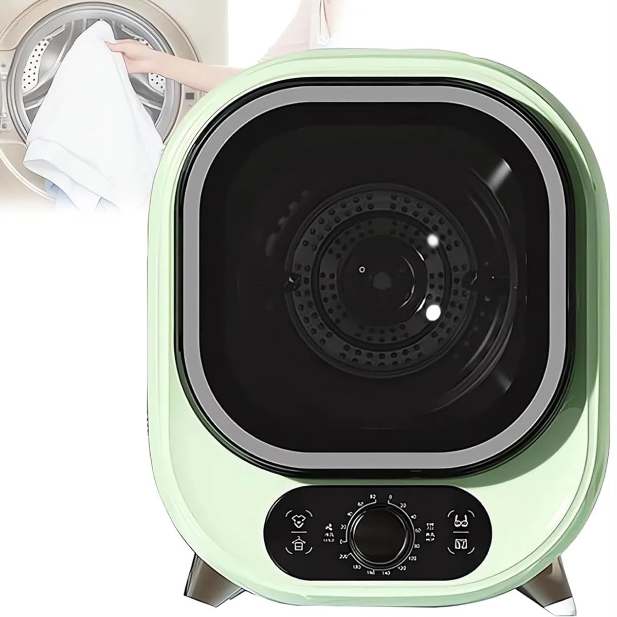 Mini Asciugatrice Ventilata a Condensatore 5 kg, 450 W Portatile Compatta Centrifuga per Appartamento, Casa, Dormitorio, Green