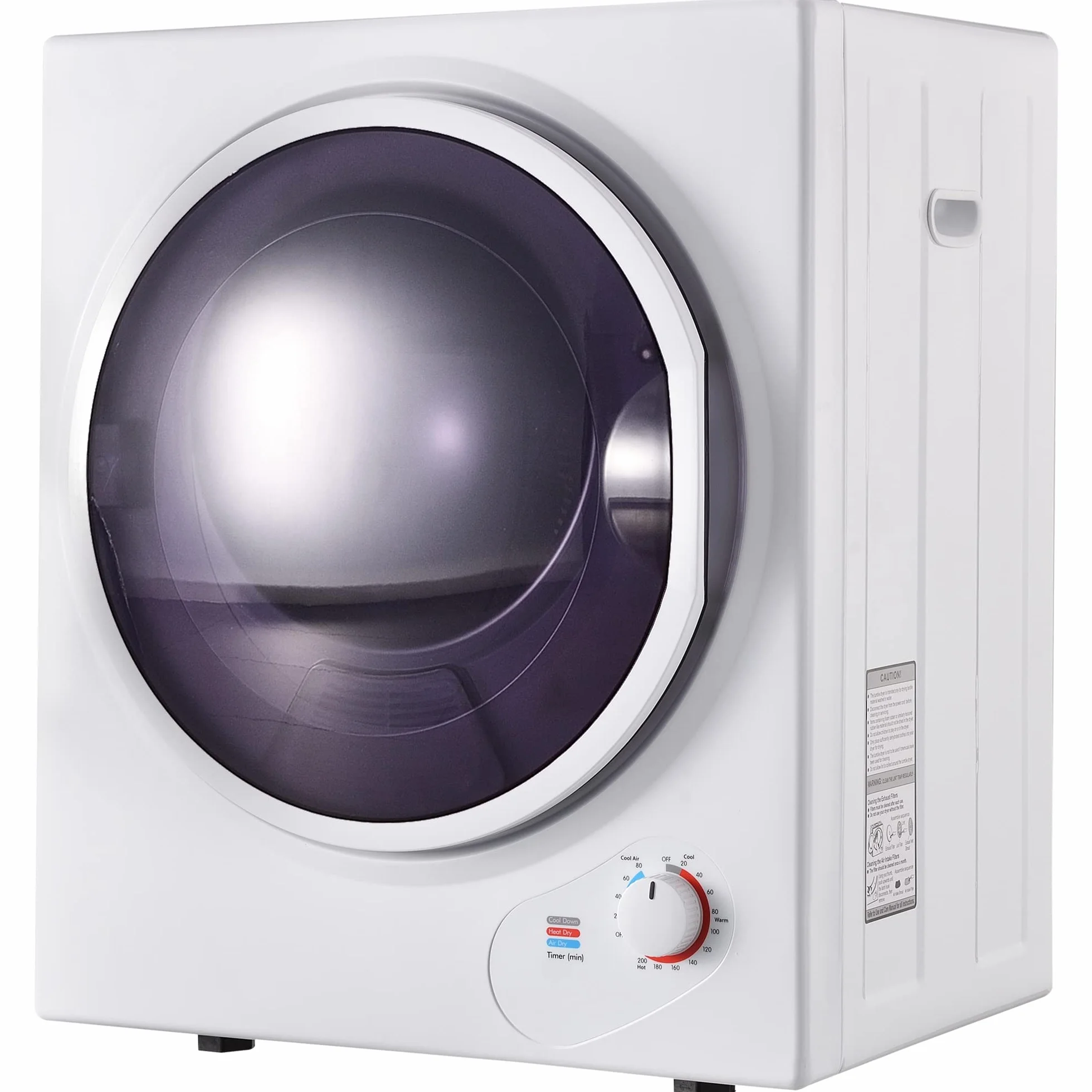 Merax Piccola asciugatrice con protezione da surriscaldamento, montaggio a parete con doppio filtro e timer, 2,5 kg, 850 W, bianco