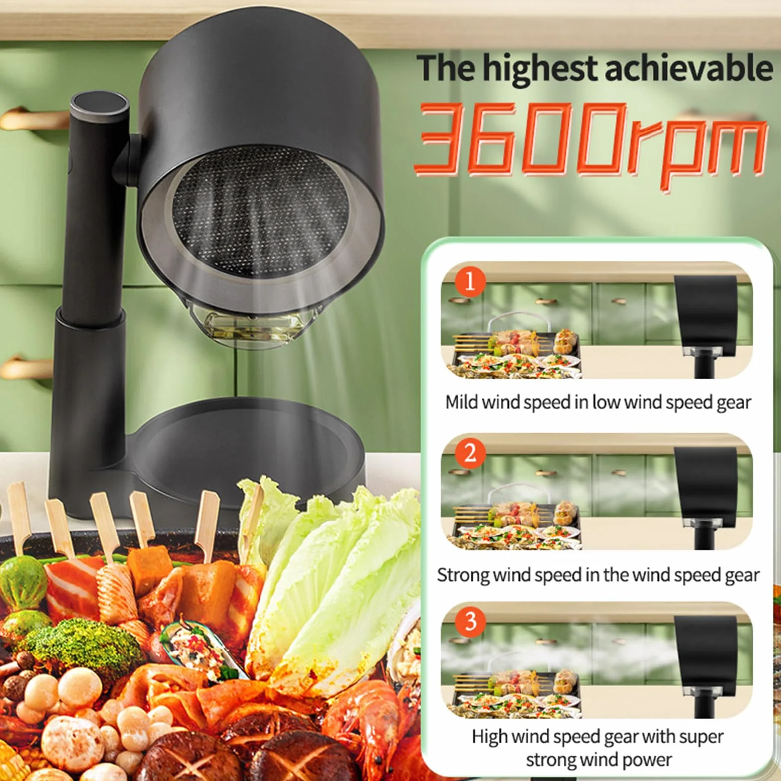 Cappa Aspirante Portatile per Cucina，Cappa Estraibile con Inclinazione, 3 Velocità, Filtro Alluminio - Senza Installazione per Casa, BBQ, Campeggio, Design Compatto e Silenzioso