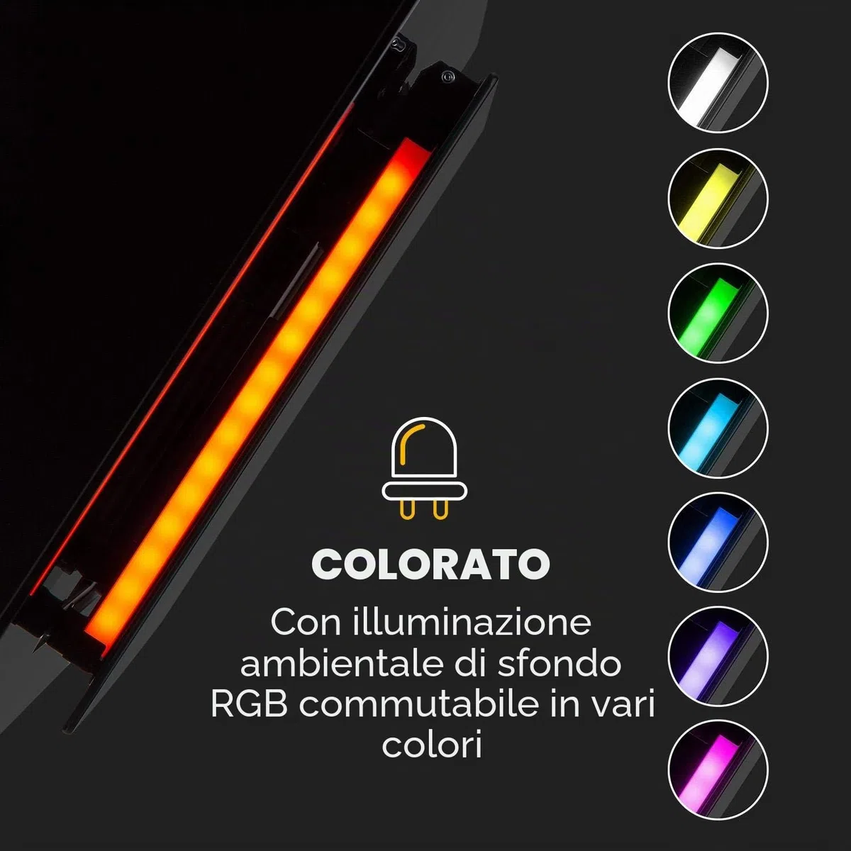 Klarstein Eleonora - Cappa Aspirante Inclinata, Classe Energetica A++, Capacità: 426m³/h, Touch, Luce Ambiente RGB, 60dB, Ricircolo/Scarico, Luce LED, Filtro Antigrasso, 90cm, Nero