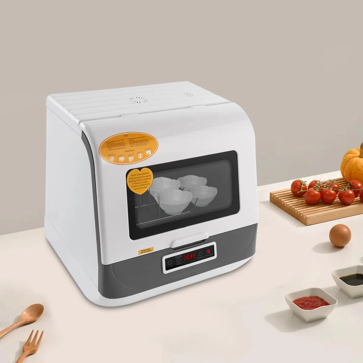 Mini lavastoviglie da tavolo con controllo touch e funzione di asciugatura, 3 modalità di risciacquo, 4-6 coperti, lavastoviglie compatta, per cucina, appartamento, ufficio