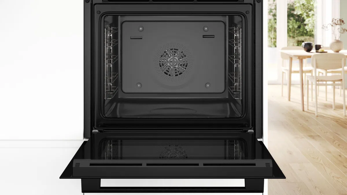 Bosch HRG532BB3 Serie 4, Forno con vapore da incasso, Display LED Touch, Funzione Air Fry, EcoClean, 15 programmi automatici, Nero, 60 x 60 cm