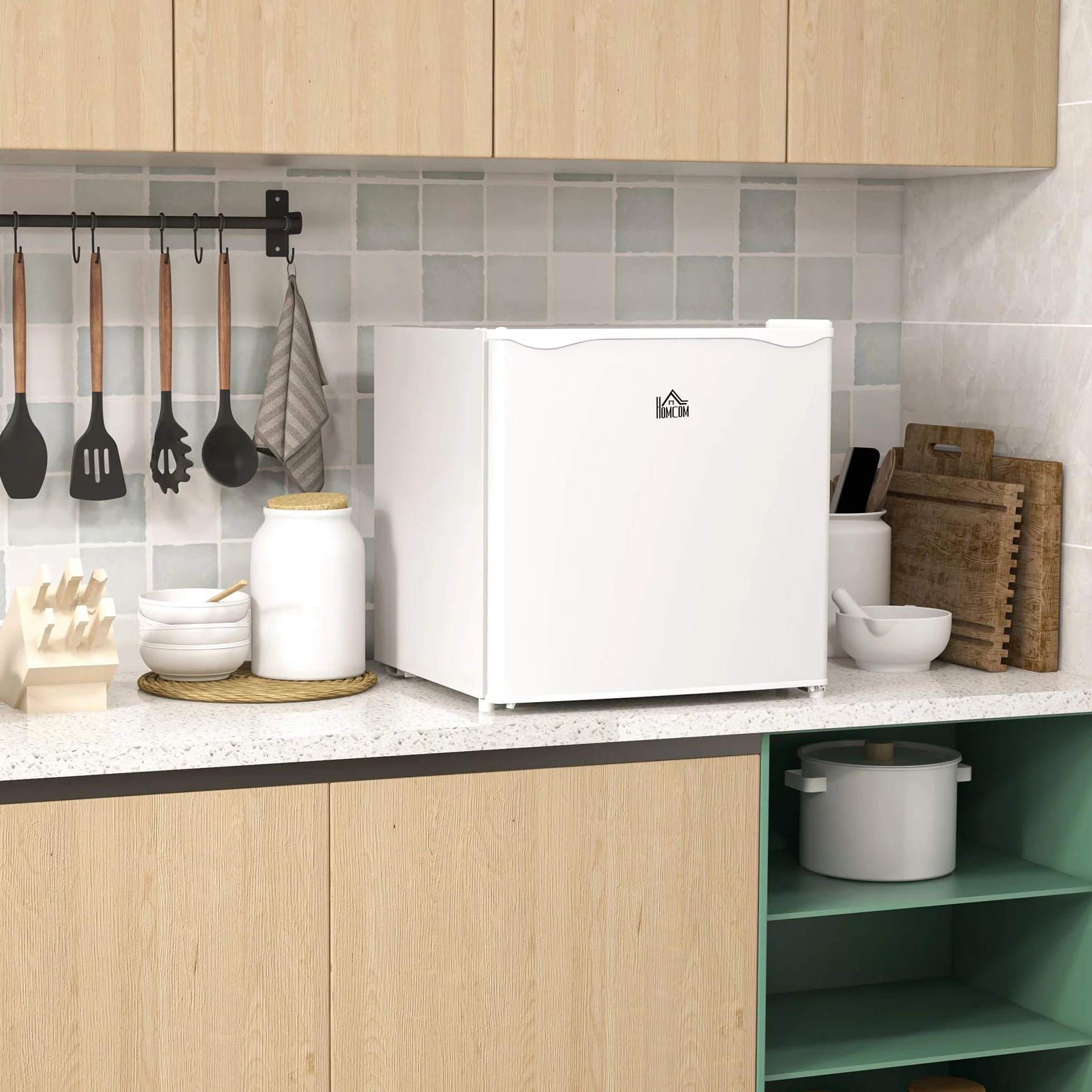 HOMCOM Mini congelatore 35 L box freezer elettrico a libera installazione 45 W mini congelatore mini frigorifero -14 a -24℃ Controllo della temperatura a 5 livelli 47 x 44,2 x 48,8 cm Bianco