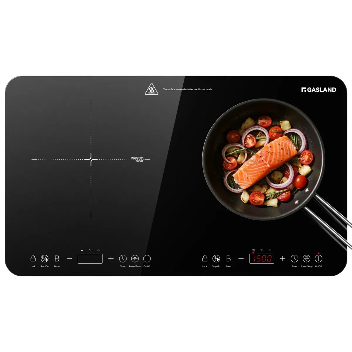 GASLAND IH582BTA Piano cottura a induzione doppio, 58 cm, 3500W Piastra a induzione portatile con 2 zone, controllo touch, 10 livelli di temperatura, 10 livelli di potenza, funzione timer