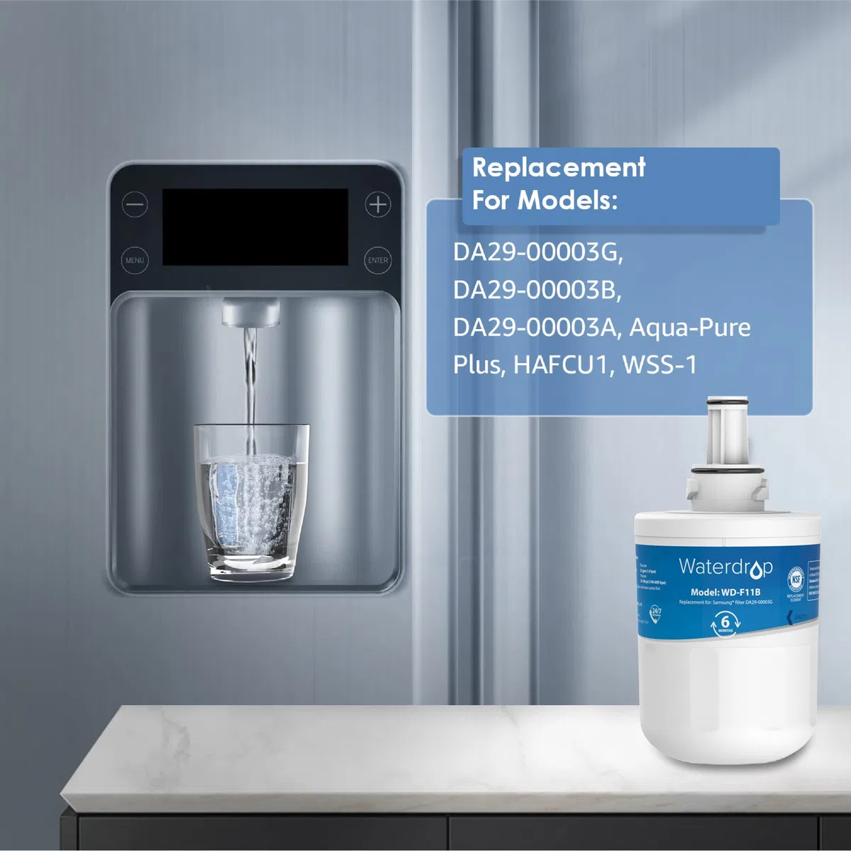 Waterdrop Filtro Acqua Per Frigorifero, Compatibile Con Samsung® Aqua Pure Plus DA29-00003G, DA29-00003B, DA97-06317A, DA61-00159A, HAFCU1/XAA, HAFIN2/EXP, APP100, WF289, Confezione Variabile (4)